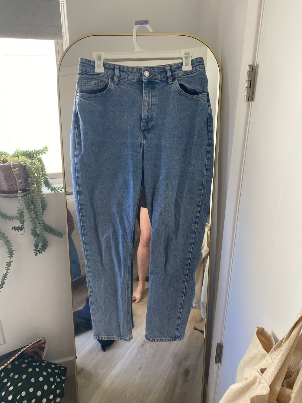 H&M High-Rise Straight Leg Blue Jeans